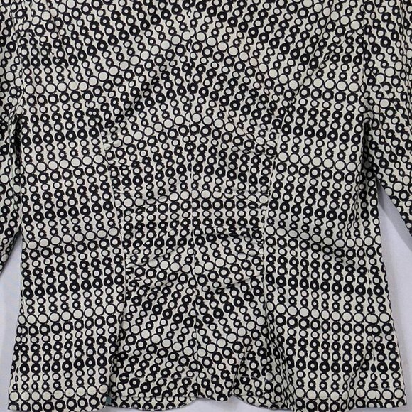 CAbi Blazer Cropped Jacket 3/4 Sleeve 2 Button Black & White Circles Size 6 - Picture 7 of 14